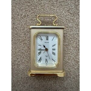 Vintage Bulova Quartz Desk Travel Clock Battery Operated not included WORKING
